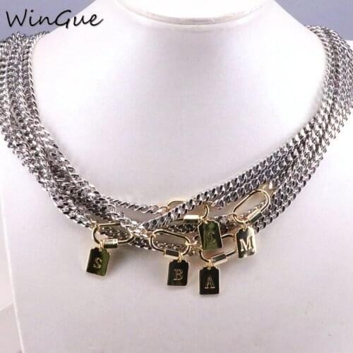 Medal 26 Letter Name Choker Necklace For Women Oval Clasp Chain Necklace Female Initial Jewelry