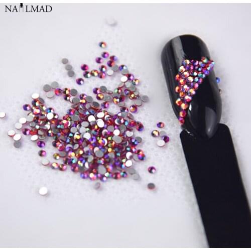 1bag 1.5mm Red AB Nail Rhinestones Flatback Laser Rhinestone Shiny Nail Art Rhinestones Hotfix Tips Decoration