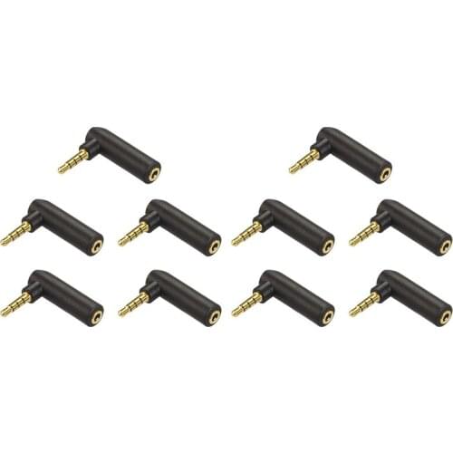 10 Pcs 3.5Mm 90 Degree Audio Adapter,3.5Mm Right Angle Adapter,3.5Mm Male To Female 90 Degree Gold-Plated Jack Adapter