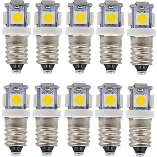 10pcs E10 6V 12V 24V Warm White Cold White LED Bulbs Light Lamps 5SMD 0.5W 50LM