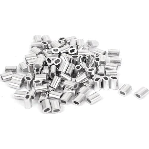 100 Pcs 1mm Steel Wire Rope Aluminum Ferrules Sleeves Silver Tone