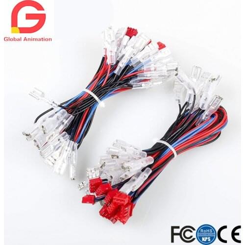 20 Pcs 3Pin Cables For Arcade Gold-plated and Chrome plated Illuminated Push Buttons Wire Cables