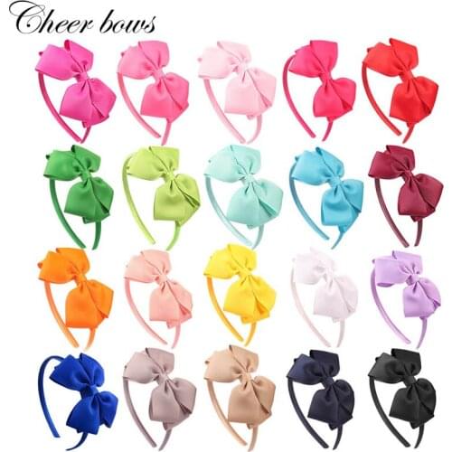 20Pcs/Lot Kids Hairband Handmade Solid Ribon Hair Bows Hair Hoop Boutique Headband for Girls Fashion Hair Accessories
