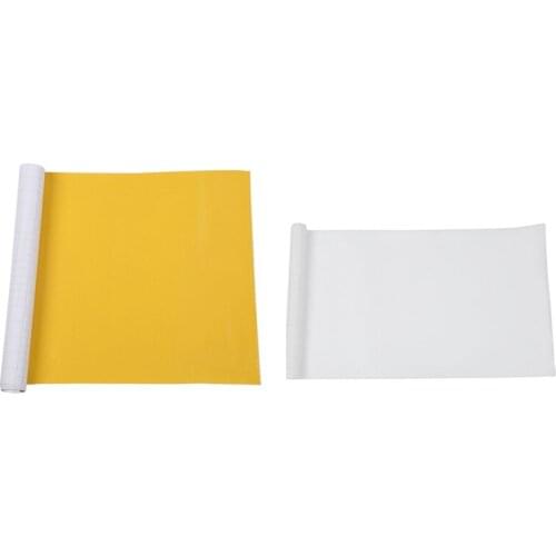 2x DIY 30X127 3D Carbon Fiber Decal Vinyl Film Wrap Roll Adhesive Car Sticker Sheet White & Yellow