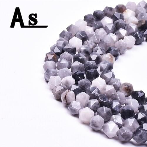 Asingeloo Natural Stone Larvikite Beads Faceted Smoky Quartz Onyx Supplies For Jewelry Making Bracelet
