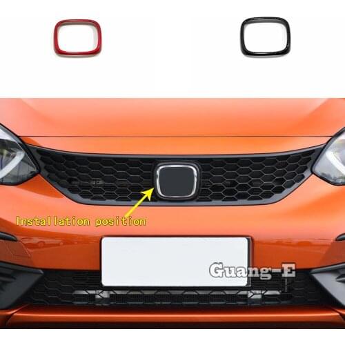 Car Styling Detector ABS Chrome Trim Front Logo Decorative Mark Grid Grill Grille Around Parts For Honda Fit Jazz 2020 2021