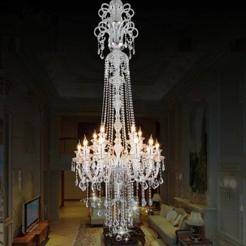 Free Shipping K9 Clear Chandelier Staircase Candle Crystal Chandelier Fixture Staircase Lighting Stairs Long Hanging Chandelier