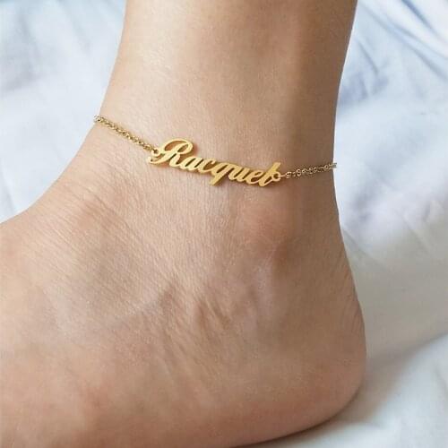 Personalized Custom Name Anklets For Women Gold Silver Color Stainless Steel Foot Chain Female Ankle Bracelet On The Leg Jewelry