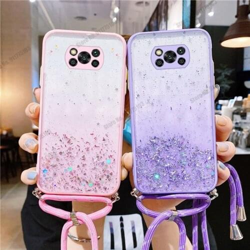 Crossbody Lanyard Strap Cord Cover For Xiaomi Poco X3 Pro NFC F3 M3 Mi 11 Lite Note 10 Lite Camera Lens Protective Back Cover