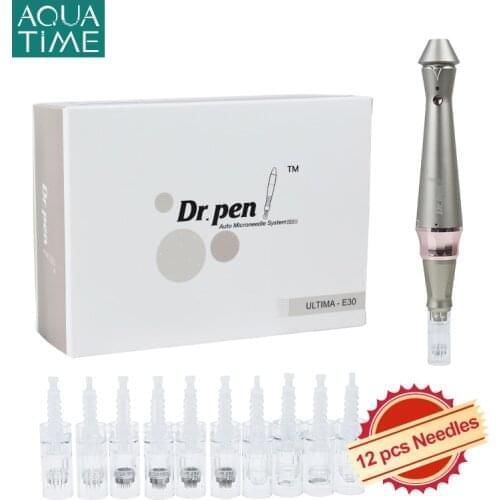 Dr Pen Ultima E30 with 12 Needle Cartridges Wired Micro Needle Electric Derma Pen Microneedling Therapy Home Use Skin Care Tool