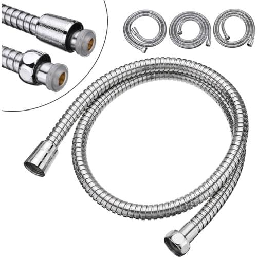 1m/1.5m/2m 1/2'' Flexible Shower Hose Stainless Steel Chrome Bathroom Water Head Shower Head Pipe