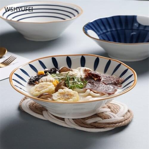 Smooth Japanese-style ramen bowl, exquisite high-priced tableware, lightweight and luxurious ceramic household noodle soup bowl