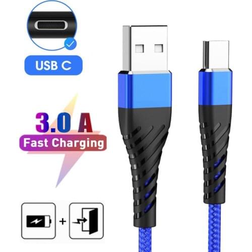 USB C 3.0 Data Wire tipo c Quick Charge Cable For Samsung S20 FE S8 plus Motorola G9 Play Xiaomi Mi 11 Type C fast Charger Cable