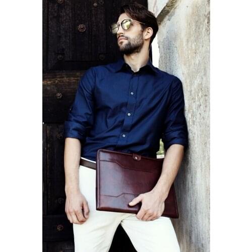 Leather Portfolio, Dark Brown Organizer - Time Resistance