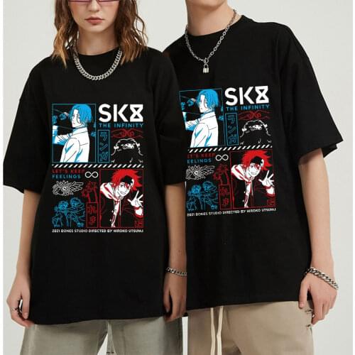 Hot Japanese Anime SK8 The Infinity T Shirt Men Women Tops Skateboard Graphic Tee Shirt Cartoon Harajuku Unisex T-shirt Mens