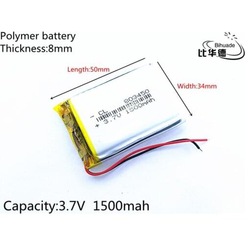 Liter energy battery 3.7V 1500mAh 803450 Lithium Polymer LiPo Rechargeable Battery li ion cells