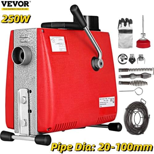 VEVOR 250W Electric Drain Cleaner Auger Pipe Unblocker Toilet Water Plunger Handed Kitchen Sink Sewer Dredge Cleaning Device