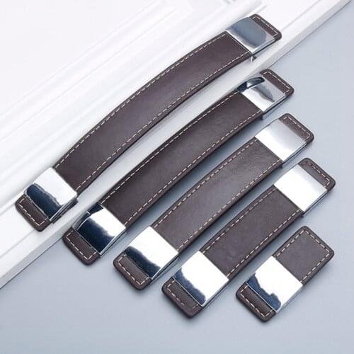 1PC Cabinet Chest Drawer Knobs Handle Leather Pull Suitcase Door Screws Furniture Hardware