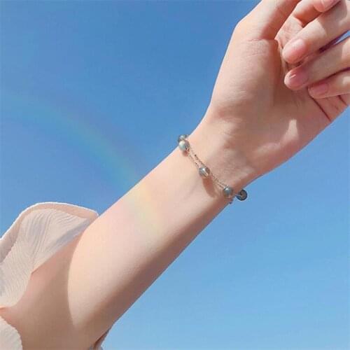 Trendy Crystal Gray Ball Bracelet For Princess Christmas Gift Fashion 925 Silver Double Layer Bracelet Female Hand Accessories