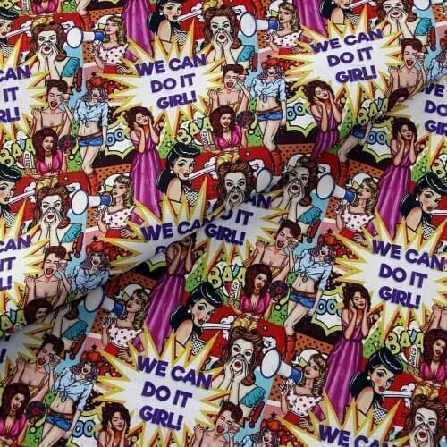 Cartoon Disco Girls Printed 100% Cotton Fabric for Girl Clothes Bedding Set Hometextile Cushion Cover Backpack DIY