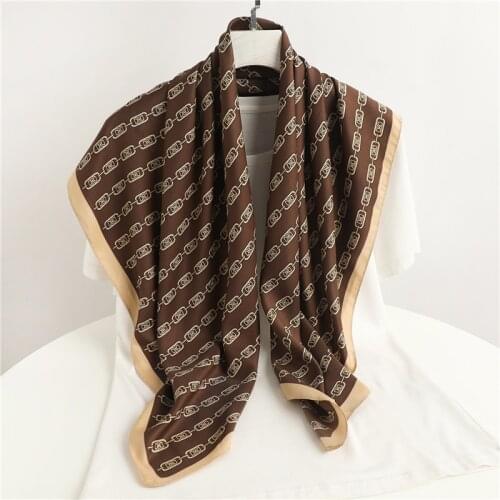 90cm Twill Bandana Square Scarf For Women Headscarf Shawl Print Foulard Headband Hijab Neckerchief Female Ladies Hair Accessory