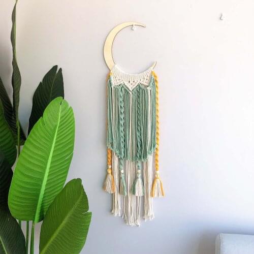 Nordic Style Dream Catcher Tapestry Macrame Woven Wall Hanging Moon Home Wall Decor Pendant For Home Bedroom Tassel Ornaments