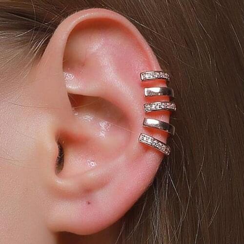 New Earrings Clips Exaggerated Crystal Clip Earrings For Women Earing Without Hole Jewelry Fake Earring Single Ear Clip Earings