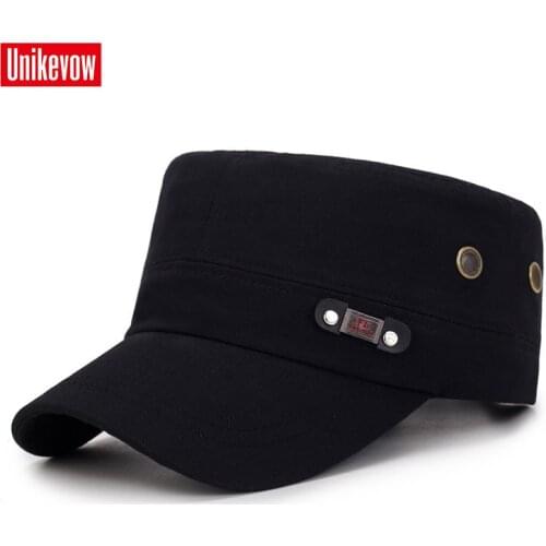 UNIKEVOW Solid military cap FS logo Flat top Hat for men and women Outdoor cap high quality sport breathable hat