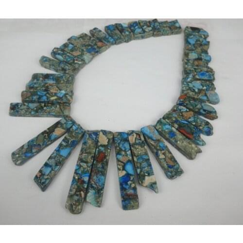 Blue Sea Imperial Emperor Point Pendant Necklace Free Form Size Original Gems Stone Semi Precious Beads