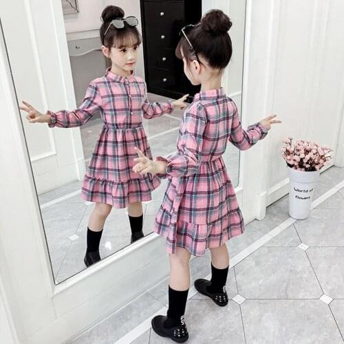 Girls Dress Casual Plaid Girls Dress Spring Autumn Dresses Children Long Sleeve Teenage Clothes For Girl clothes 6 8 10 12 13