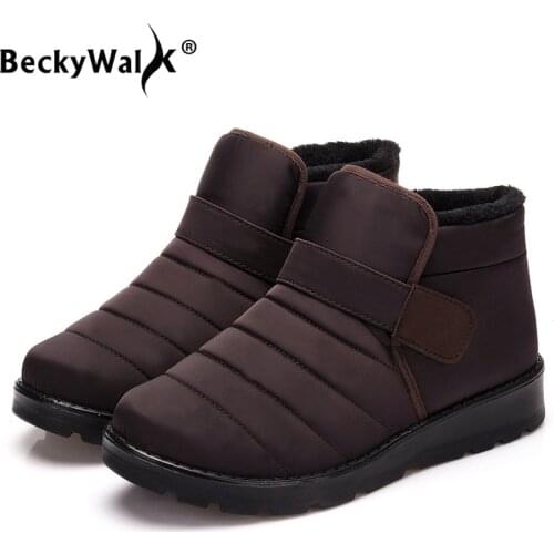 Plush women boots waterproof winter warm fur ankle boots couple plush snow shoes woman flat botas mujer zapatos men boot WSH3140
