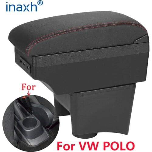 For Volkswagen POLO Armrest 2016 2017 2018 2019 2020 new For VW POLO Mk5 6R Vento Car Armrest Center Storage box USB LED
