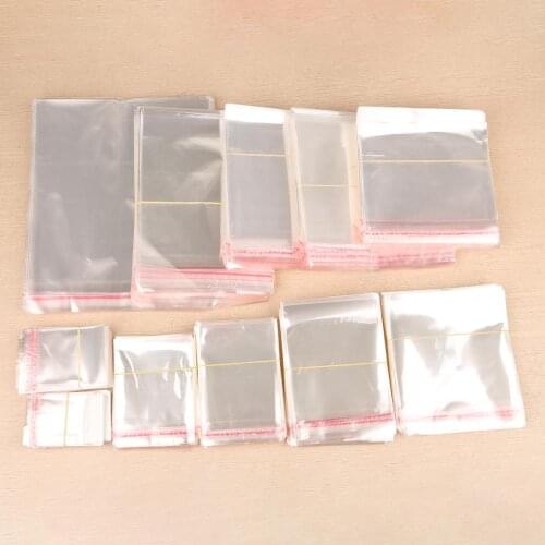 200pcs Transparent Clear Self Adhesive Seal Plastic Bags Transparent Opp Packing Bags Pick For Beads Jewelry