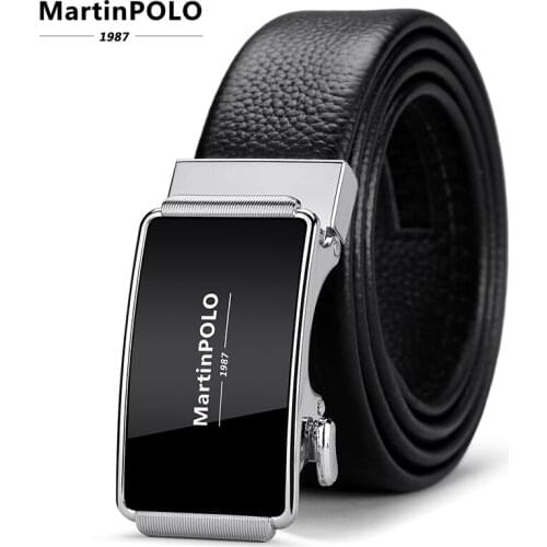 MartinPOLO Fashion Man Genuine Leather Automatic Buckle Belt First layer cowhide Belts for Men 3.5cm Width MP02001P