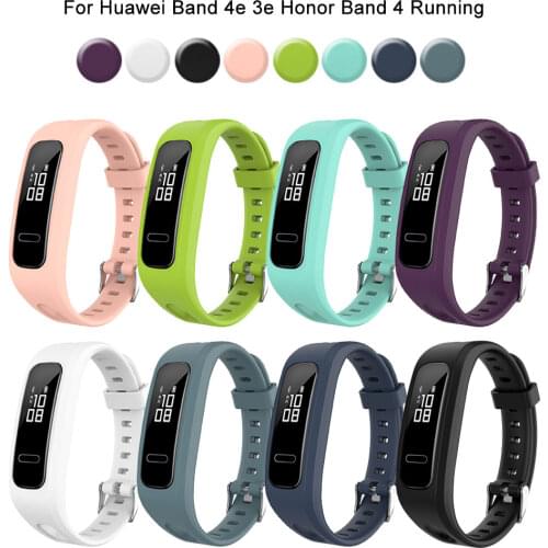 For Huawei Band 4e 3e Honor Band 4 Running Soft Silicone Watch Band Replacement Wrist Strap Sports Bracelet Watch Accessories