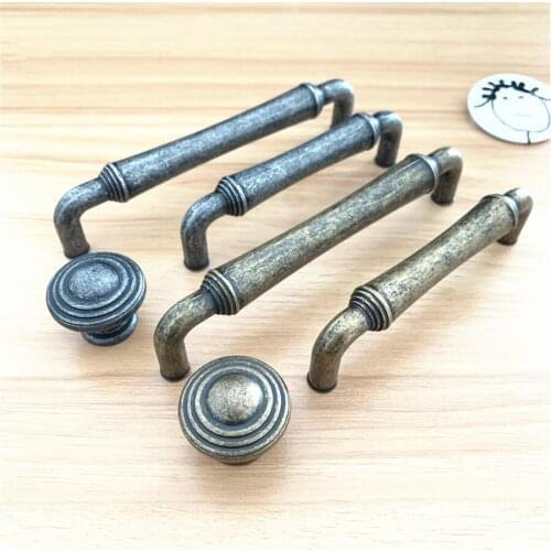 LCH High Quality Retro Solid Zinc Alloy Drawer Handle Vintage Drawer Knob Door Pull Cabinet Handle Matt Silver Ancient European