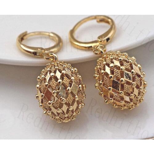 Hip Hop Earrings For Women Gold Filled Vintage Disco Ball Dangle Earrings Round Rock Punk Earrings For Party Club OBS4323_Gold