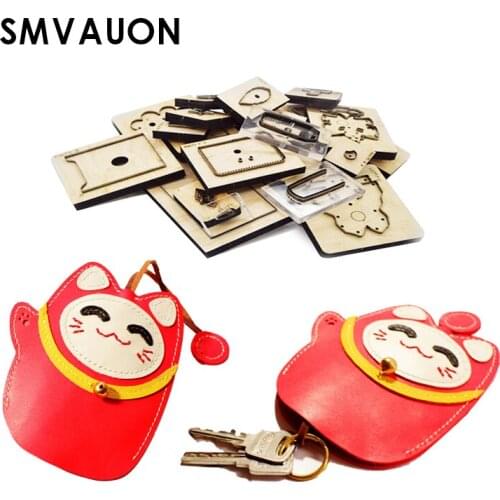 SMVAUON Wooden Die Cutting Diy Fashion Cat Keychain Pendant Coin Purse Buckle Scrapbook Suitable For Die Cutting Machines
