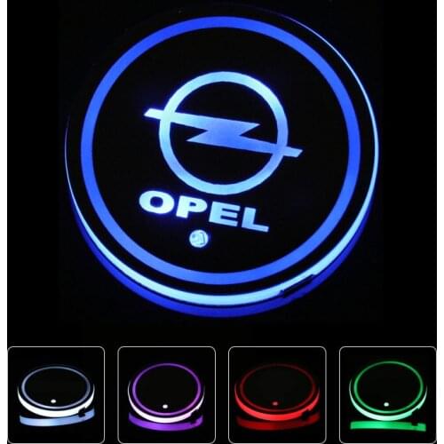 2pcs for Opel Car Logo Light LED Cup Drink Holder Anti Slip For opel Led Car Logo Cup lights auto Accessories