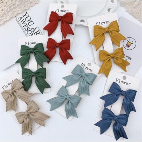 10pcs/Lot New Handmade Hair Accessories Solid Color Long Tail Bow Hair Clip Barrettes Hairpin Girl Cute Sweet Hair Rope Headwear