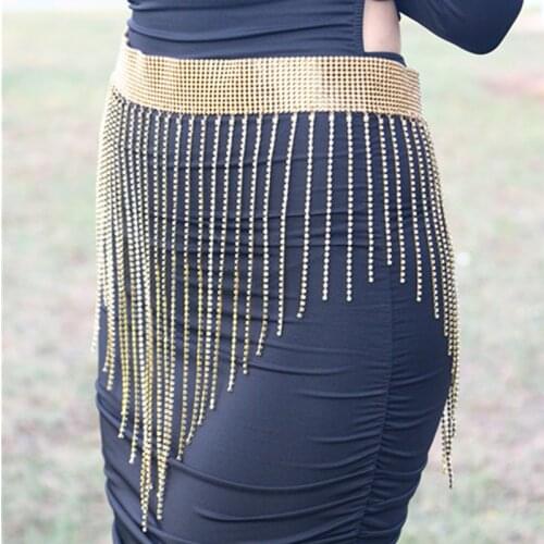 Sexy Body Chain Metal Alloy Waist Chain Women Blingbling Rhinestone Fringe Waist Belt Night Club Party Belly Dance Crystal Belt