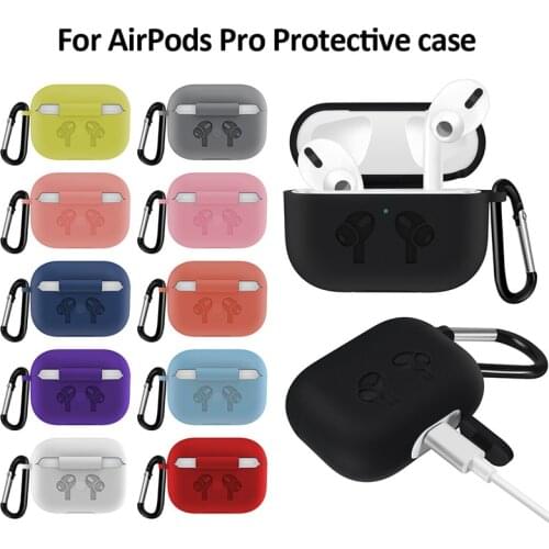 1PC Soft Silicone Cover+Hook For Airpods Pro Charging Box Silicone Case Protective Cover For Airpods Pro TWS Bluetooth Earphone
