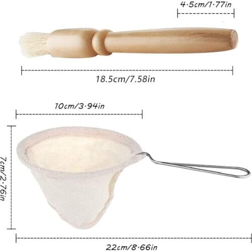 10 Pcs Coffee Filter,Reusable Flannel Cloth Coffee Strainers with Stainless Steel Handle and 1 Pcs Coffee Grinder Brush-ABUX