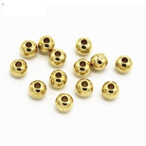 100 PCS 2/3/4/5/6/8/10/12/14mm Metal Raw Brass Round Beads Hole Beads DIY Bead For Jewelry Making
