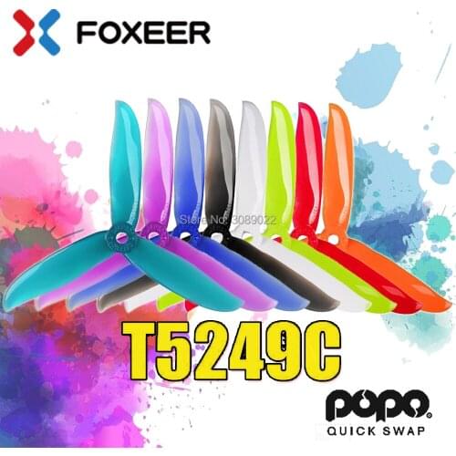 12 pcs / 6 pair DALPROP CYCLONE T5249C T5249BN 5249 Tri Blade Propeller Compatible POPO System Propeller for FPV Racing Drone
