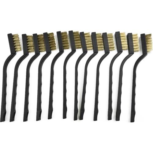 12 Pcs Wire Brush Mini Micro Small Steel Brass DIY Paint Rust Remover Removal Metal Anti-rust And Durable
