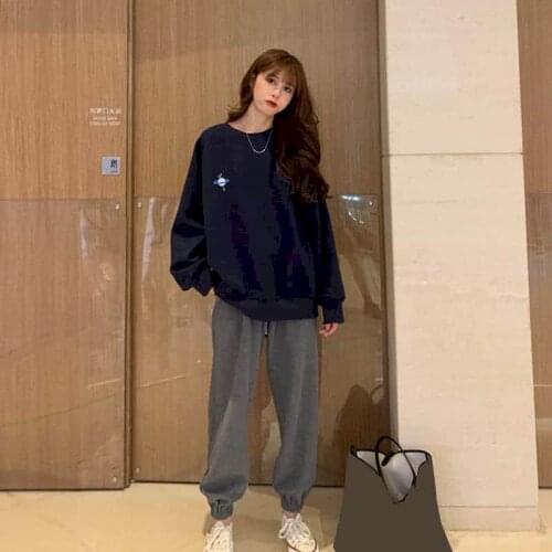 2021 Autumn Two Piece Set Women Korean Long Sleeve Pullover Wonen Clothing Matching Sets Sweat Suits Lounge Wear Top Full Pants