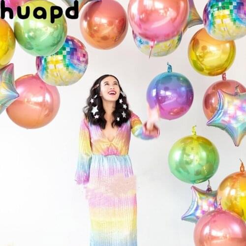 22 Inch 4D Rainbow Color Balloon Disco Birthday Party Decoration Kids Wedding Decoration Balloon Gradient Rainbow Tassel Balloon