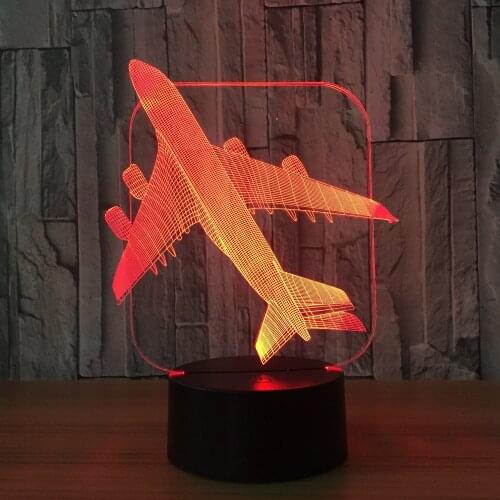 3D Aircraft Warplane Model Creative Night Light Touch Jet Plane Desk Lamp LED Illusion Lamp Bedside Lamp Cool Toy Drop Shipping