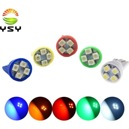 YSY 500x T10 4SMD Car Led 1210 3528 Wedge Lights DC12v W5W 4LED Auto License Plate Bulbs Turn Signal Lamps 4 Smd White Yellow